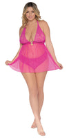 Babydoll and G-String - Queen Size - Paradise   Pink DG-12603XPNKQ